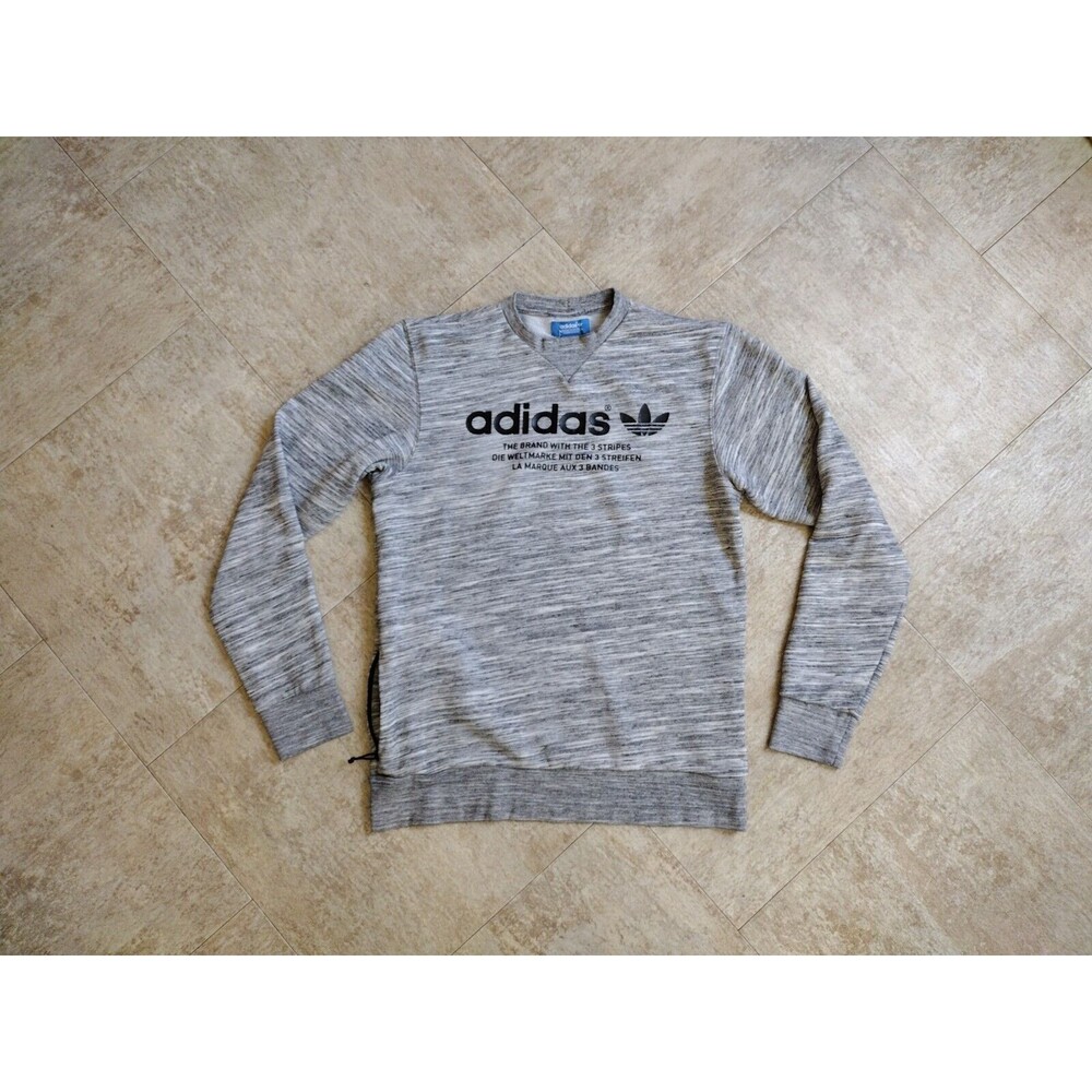 Vintage Adidas Sweatshirt Adult Small Gray Side Pocket Athleisure Unisex Used